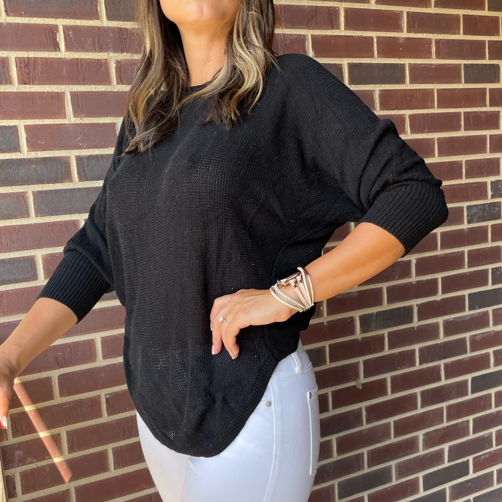 Black Open Back Knit Sweater